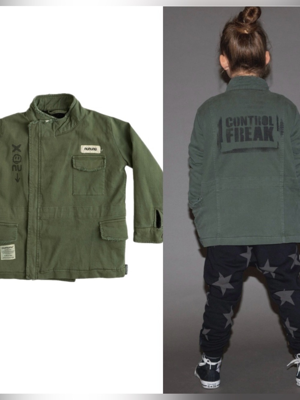 Nununu Sherpa Lined Military Jacket Dyed Olive SIZE: 4|5 Y